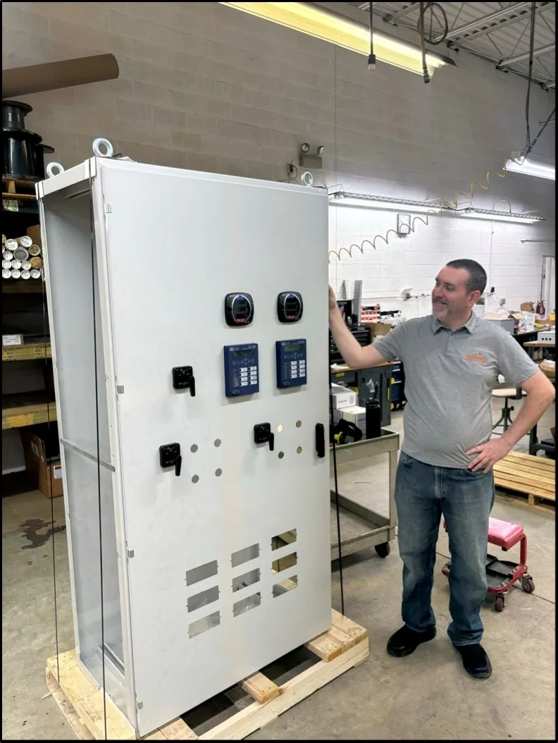 A completed control panel at the Comtec panel shop